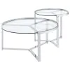 Coaster Fine Furniture 708400 Delia - 2 Piece Round Glass Top Nesting Coffee Table - Chrome