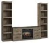 Ashley Furniture EW0446W11 Trinell - 3-Piece Entertainment Center With Electric Fireplace - Brown
