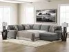 Ashley Furniture PC48405S6 Ashley Furniture PC48405S6 Clarington - 3-Piece Sleeper Sectional With RAF Chaise And LAF Sofa - Greystone