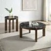 ACME LV06885 Estella - Coffee Table With Natural Marble Top - Black Top & Walnut