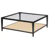 Coaster Fine Furniture 710658 Amherst - Glass Top Metal with Cane Shelf Coffee Table - Black