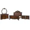 New Classic 00-2477-35N New Classic 00-2477-35N Bella Notte - Queen 5 Piece Bedroom Set (Padded Sleigh Bed, Dresser, Mirror, 2 Nightstands) - Cherry