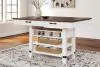 Ashley Furniture D546/32/324(4) Valebeck - 5 Pc. - Counter Table With Wine Rack, 4 Swivel Stools - White / Brown