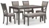 Ashley Furniture D425-325 Wrenning - Dining Room Table Set (Set of 6) - Gray
