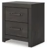 Ashley Furniture PCB2108-92 Hollivern - Two Drawer Night Stand - Dark Gray