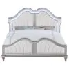 CoasterElevations 223391Q Evangeline - Tufted Upholstered Platform Queen Bed - Ivory And Silver Oak