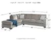 Ashley Furniture 87214S1 Ashley Furniture 87214S1 Altari - Left Arm Facing Corner Chaise 2 Pc Sectional - Alloy