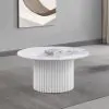 Coaster Fine Furniture 708338 Rowena - Round Sintered Stone Coffee Table - White Faux Marble