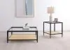 Coaster Fine Furniture 710658 Amherst - Glass Top Metal with Cane Shelf Coffee Table - Black