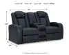 Ashley Furniture 3660318 Fyne-Dyme - Power Reclining Loveseat with Console/Adj Hdrst - Sapphire