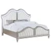 CoasterElevations 223391KW Evangeline - Tufted Upholstered Platform California King Bed - Ivory And Silver Oak
