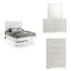 New Classic 00-1840-34C New Classic 00-1840-34C Europa - 5/0 Queen 4 Piece Bedroom Set (Bed & Dresser & Mirror & Chest) - White