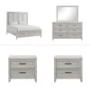 New Classic 00-2442-35N New Classic 00-2442-35N Fiona - 5/0 Queen 5 Piece Bedroom Set (Bed & Dresser & Mirror & 2 Nightstands) - Gray