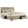 Coaster Fine Furniture 316010KE Wheatland - 4-Drawer Upholstered Eastern King Storage Bed - Light Brown