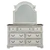 Liberty Furniture 244-BR-KUBDM Magnolia Manor - 3 Piece Bedroom Set (King Upholstered Bed, Dresser & Mirror) - Antique White