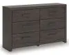 Ashley Furniture B3789-31 Prendonea - Six Drawer Dresser - Charcoal