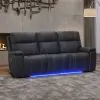 New Classic L4589-30P2-BLK Hartley - Reclining Sofa With Power Headrest & Footrest - Black