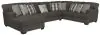 Jackson Furniture Industries 5473/72/30/75-58 Jackson Furniture Industries 5473/72/30/75-58 Crawford - 3 Piece Sectional With LSF Chaise And 10 Included Accent Pillows - Dark Gray