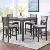New Classic D1701-542-GRY Gia - 5 Piece Square Counter Dining Set (Table & 4 Chairs) - Gray