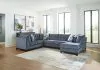 Benchcraft® 33003/38/34/17/21/08 Maxon Place - 5 Pc. - 3-Piece Sectional With Raf Corner Chaise, Chair, Ottoman - Navy