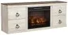 Ashley Furniture EW0267W9 Ashley Furniture EW0267W9 Willowton - 5-Piece Entertainment Center With Electric Fireplace - Whitewash