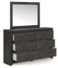 Ashley Furniture PCB2108B1 Hollivern - Dresser And Mirror - Dark Gray