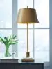 Ashley Furniture L208444 Fritzburn - Metal Table Lamp - Gold Finish / White