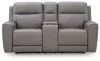 Ashley Furniture PCU1090018 5Z-Comfort - Power Reclining Loveseat With Console / Adj Headrest - Coin