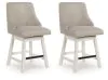 Ashley Furniture D642-324 Robbinsdale - Upholstered Swivel Curved Back Barstool (Set of 2) - Antique White