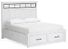 Benchcraft® B844/31/36/58/56S/94 Benchcraft® B844/31/36/58/56S/94 Ashbryn - 5 Pc. - Dresser, Mirror, California King Panel Storage Bed - White / Natural