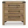 Benchcraft® B858-93 Ridgester - Three Drawer Night Stand - Light Brown