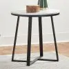 CoasterEveryday 723237 Hugo - Round Faux Marble End Table - White And Matte Black