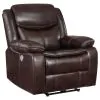 Coaster Fine Furniture 610193P Sycamore - Upholstered Power Recliner Chair - Dark Brown