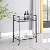 CoasterEssence 181065 Curltis - 2-Tier Rectangular Glass Shelf Metal Bar Cart - Black