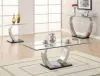 CoasterEssence 701238 Pruitt - Rectangular Glass Top Metal Coffee Table - Satin