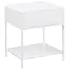 Coaster Fine Furniture 930236 Amherst - 1-Drawer Radio Weave Rattan Metal Side Table - White