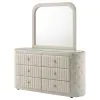 Coaster Fine Furniture 360113M Sonya - 6-Drawer Upholstered Bedroom Dresser With Mirror - Ivory