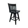 Intercon BS-BS-280W-BLK-K24 Wooden Barstool With Slat Back - Black