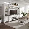 Liberty Furniture 244-ENTW-ECP Magnolia Manor - Entertainment Center With Piers - Antique White