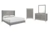 New Classic 00-3365G-14C New Classic 00-3365G-14C Huxley - 6/6 Eastern King 4 Piece Bedroom Set (Bed & Dresser & Mirror & Chest) - Gray