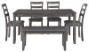 Ashley Furniture D383-325 Bridson - RECT DRM Table Set (Set of 6) - Gray