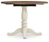 Ashley Furniture PCD616-15 Wirloni - Round Dining Room Drop Leaf Table - Antique White / Brown