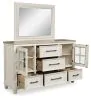 Benchcraft® B683B1 Shaybrock - Dresser And Mirror - Antique White / Brown
