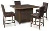 Ashley Furniture P750P5 Paradise Trail - 5 Pc. - Outdoor Counter Height Dining Table With 4 Barstools - Medium Brown
