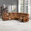 ACME LV06240 Taddeo - Power Motion Sectional Sofa With Power Headrest, Massage & LED - Two Tone Brown Leatherette