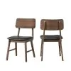 New Classic D1750-20 Thea - Wood Back Side Chair With Black Seat (Set of 2) - Walnut