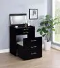 Coaster Fine Furniture 930209 Danbury - 3-Drawer Makeup Vanity & Stool Set - Black High Gloss