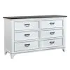 Liberty Furniture 417-BR30 Allyson Park - 6 Drawer Dresser - Wirebrushed White / Charcoal