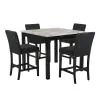 New Classic D400-52S-BLK New Classic D400-52S-BLK Celeste - 5 Piece Marble Finish Counter Dining Set (Table & 4 Chairs) - Black