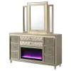Coaster Fine Furniture 222663FBM Lorient - 8-Drawer LED Flame Box Dresser And Mirror - Ivory Camel